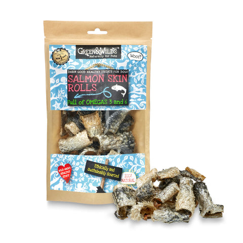 Green & Wilds Salmon Skin Rolls 50g